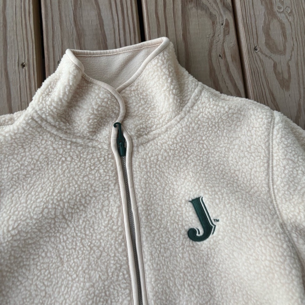 ** Jameson Whiskey White Green Fleece zip Up shacket sweater Small - Picture 6 of 8